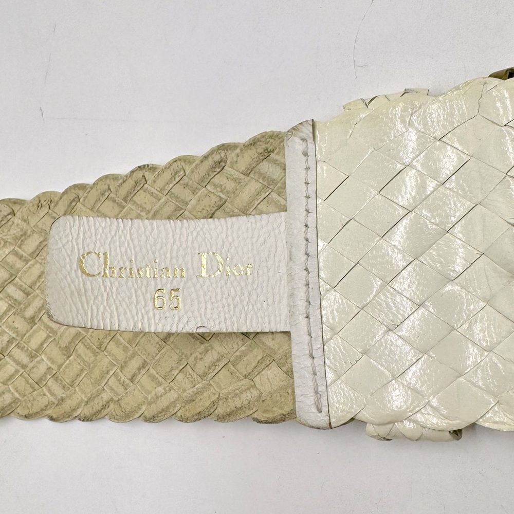 Auth Vtg Christian Dior White Woven Leather Women’s Belt Size US XS Preloved - Picture 4 of 8